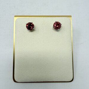 Shop LC Salmon Quartz Platinum Over Sterling Silver Round Stud Earrings 5479